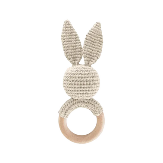 Cotton Crochet Rattle Teether - Cream Bunny by The Blueberry Hill
