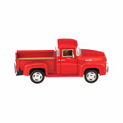 Red toy truck on a white background
