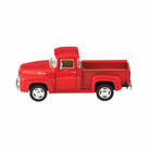 Red toy truck on a white background