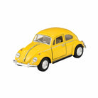 Yellow model car on a white background