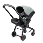 Baby stroller with car seat attachment on a white background
