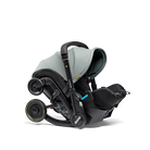 Baby car seat with stroller attachment on a white background