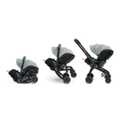 Three stages of a stroller on a white background