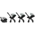Black stroller with a gray cover on a white background