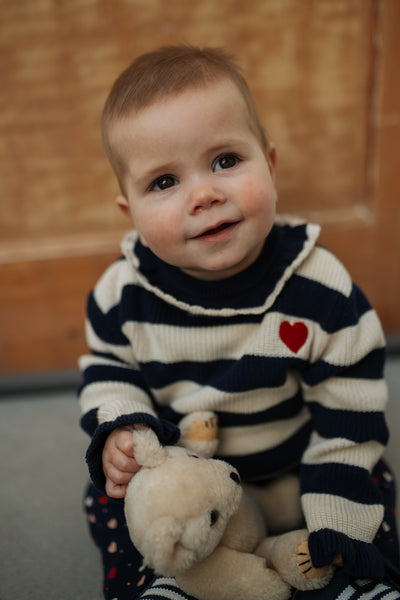 Striped Pullover with Heart - Indigo by Babyface