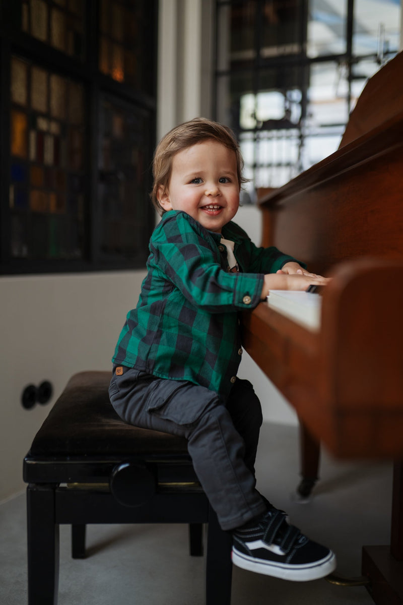 Baby Button Up Shirt - Turtle Plaid by Babyface