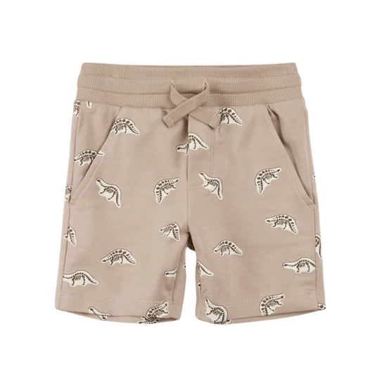 Dino Fossil Print on Taupe Shorts by miles the label. - FINAL SALE