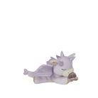 Plush dragon toy with purple wings and a white body on a white background