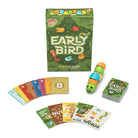 Children's educational game set with cards and a toy on a white background