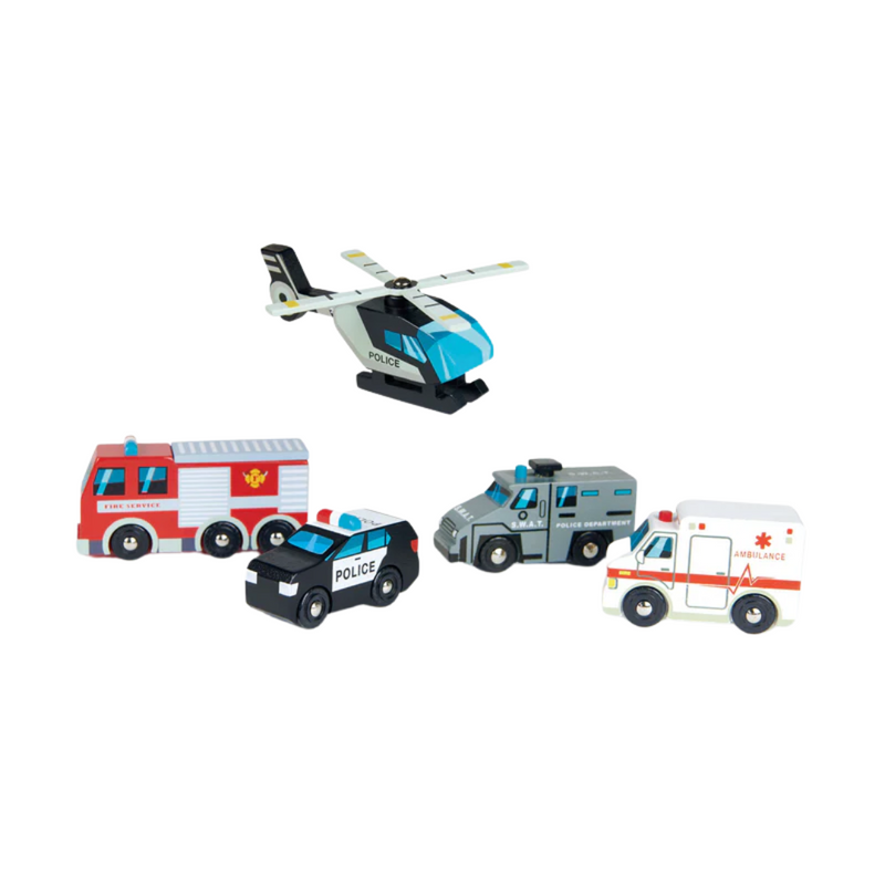 Emergency Vehicle Wooden Toy Set by Tender Leaf Toys