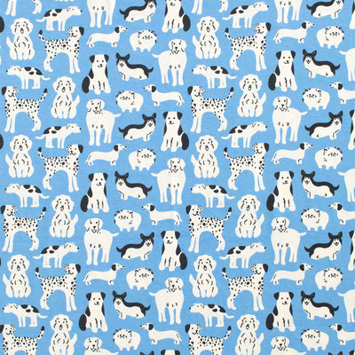 French Terry Blanket - Dog Parade Blue by Winter Water Factory