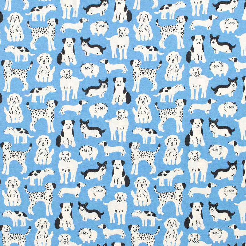 French Terry Blanket - Dog Parade Blue by Winter Water Factory