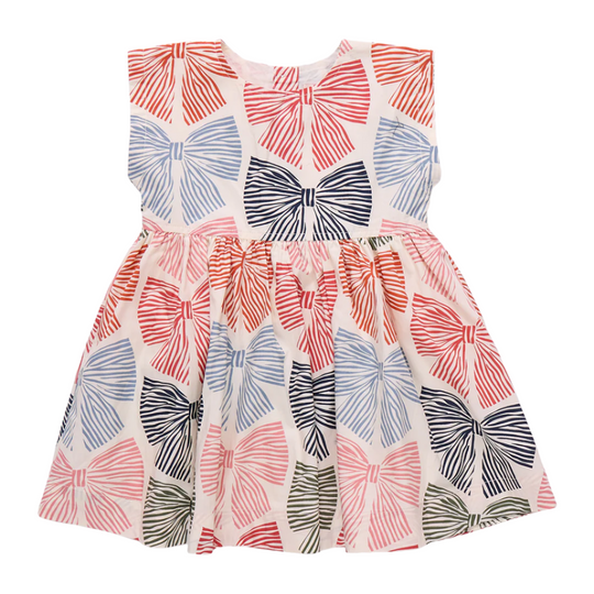 Adaline Dress - Multi Striped Bows by Pink Chicken - FINAL SALE