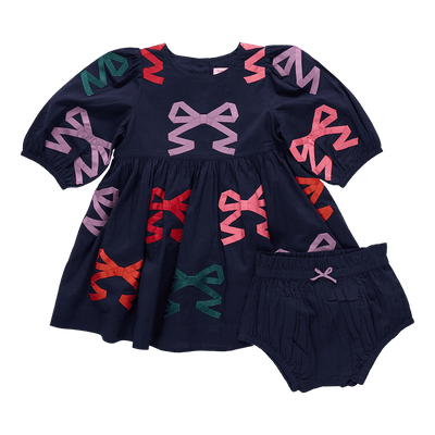 Baby Brooke Dress Set - Multi Bow Applique by Pink Chicken