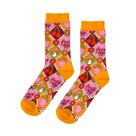 F* Off Retro - Women's Crew Retro Socks by Yellow Owl Workshop