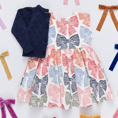 Adaline Dress - Multi Striped Bows by Pink Chicken - FINAL SALE