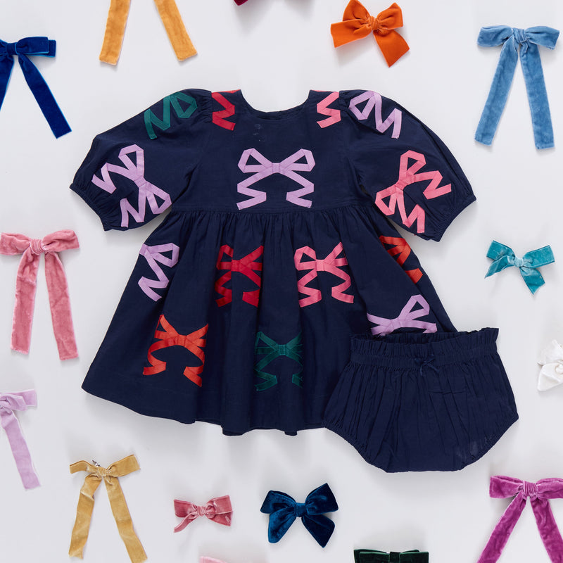 Baby Brooke Dress Set - Multi Bow Applique by Pink Chicken