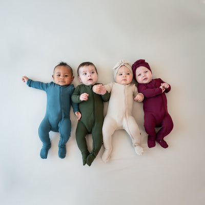 Ribbed Zipper Footie - Fir by Kyte Baby