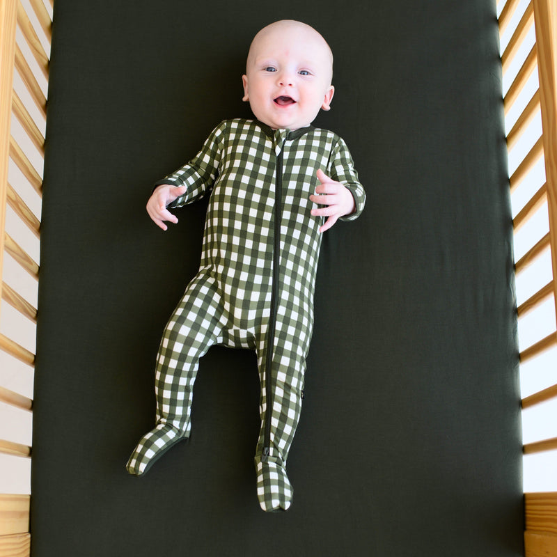 Zippered Footie - Gingham Fir by Kyte Baby