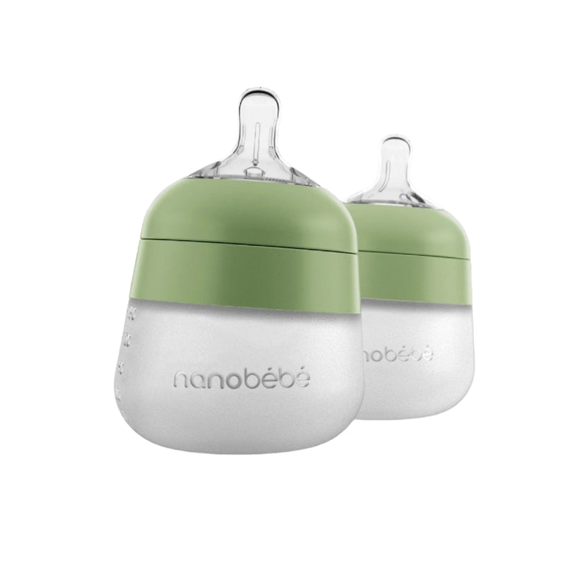 5oz Flexy Silicone Baby Bottle 2 Pack - Sage by Nanobebe