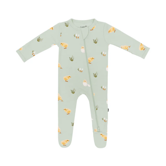 Printed Footie with Zipper - Aloe Chick by Kyte Baby