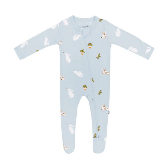 Printed Footie with Zipper - Ice Rabbit by Kyte Baby