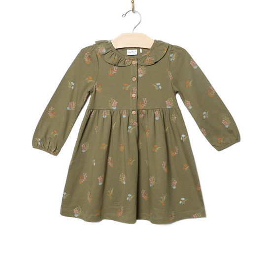 Frill Collar Dress - Lichen Mushrooms by City Mouse