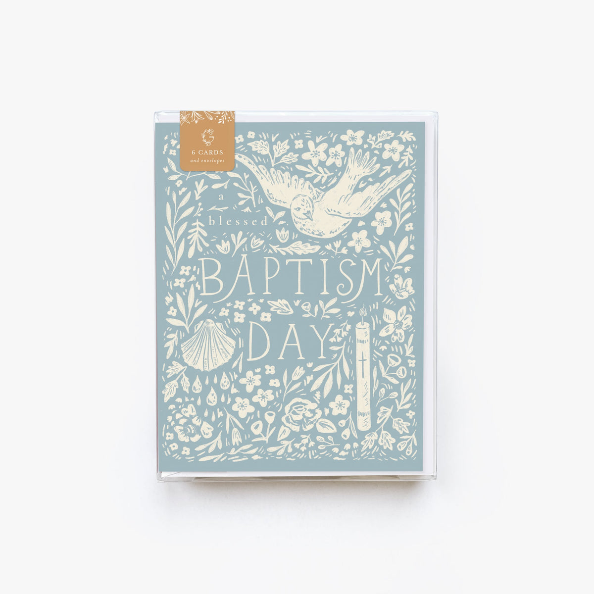 Pack of baptism day cards with decorative design on a white background