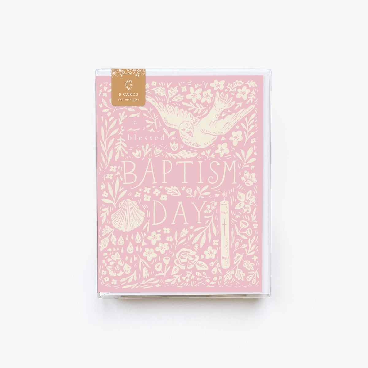 Pack of baptism day cards with decorative design on a white background
