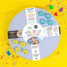 Silly sensory set with colorful packaging on a yellow background