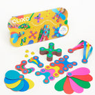 Colorful Clixo magnetic play set with packaging on a white background
