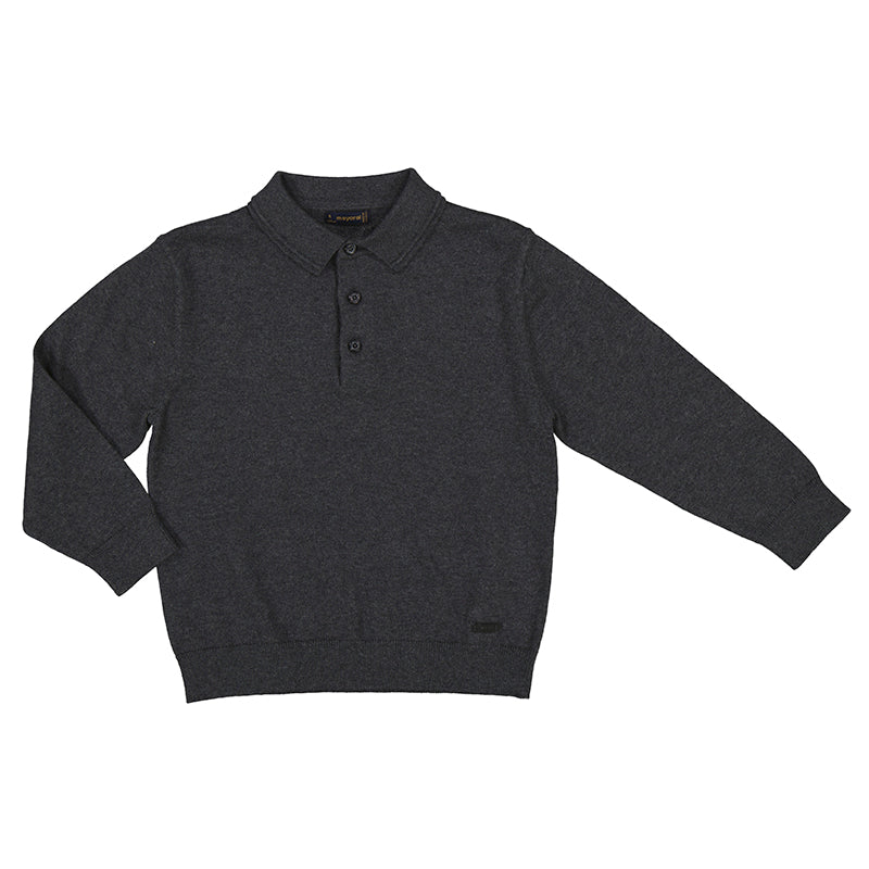 Polo Knit Sweater - Pencil Grey Heather by Mayoral