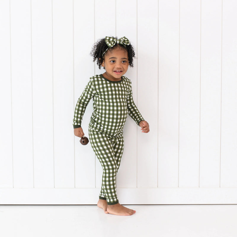 Long Sleeve Pajama Set - Gingham Fir by Kyte Baby