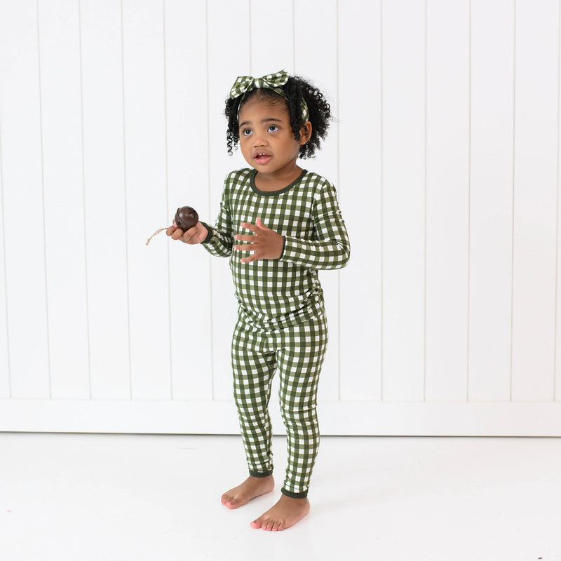 Long Sleeve Pajama Set - Gingham Fir by Kyte Baby