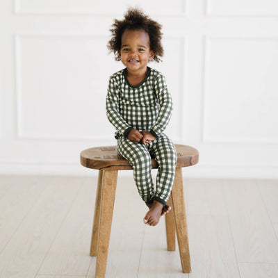 Long Sleeve Pajama Set - Gingham Fir by Kyte Baby