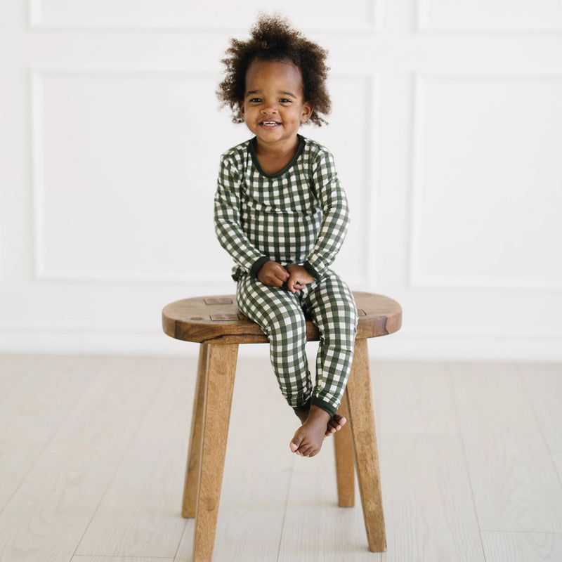 Long Sleeve Pajama Set - Gingham Fir by Kyte Baby