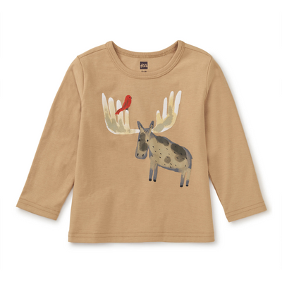 Moose & Bird Baby Graphic Tee - Balsa Wood by Tea Collection