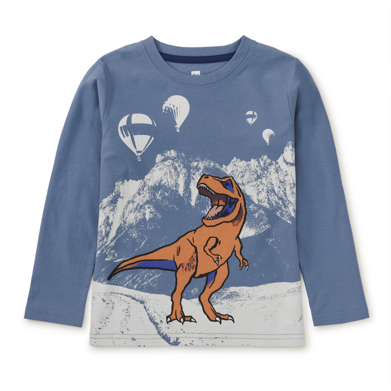 T-Rex & Mountains Graphic Tee - Coronet Blue by Tea Collection