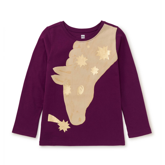 Golden Horse Graphic Tee - Cosmic Berry by Tea Collection - FINAL SALE