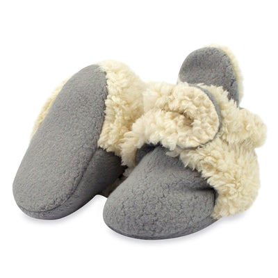 Cozie Fleece Furry-Lined Gripper Bootie - Grey by Zutano
