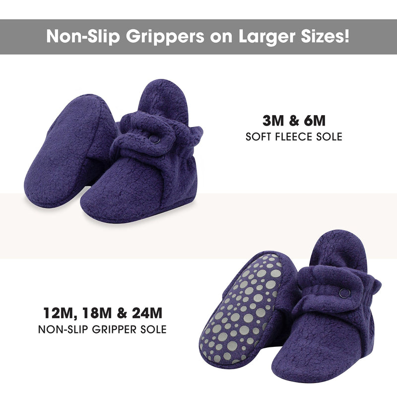 Cozie Fleece Gripper Booties - True Navy by Zutano