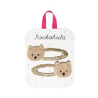 Set of bear-themed hair clips on a Rockahula branded card.