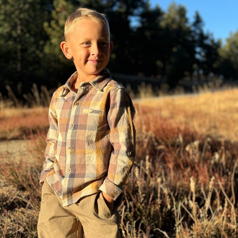 Atwood Woven Button Up - Brown Madras by Me & Henry
