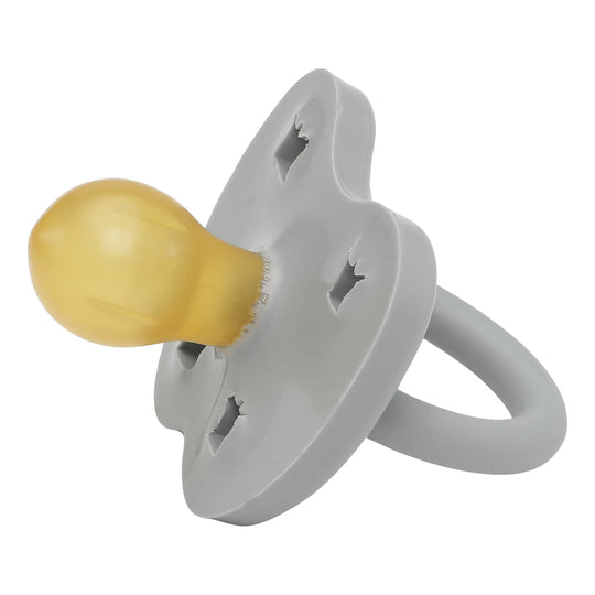 Crown Round Natural Rubber Pacifier - Gorgeous Grey by Hevea