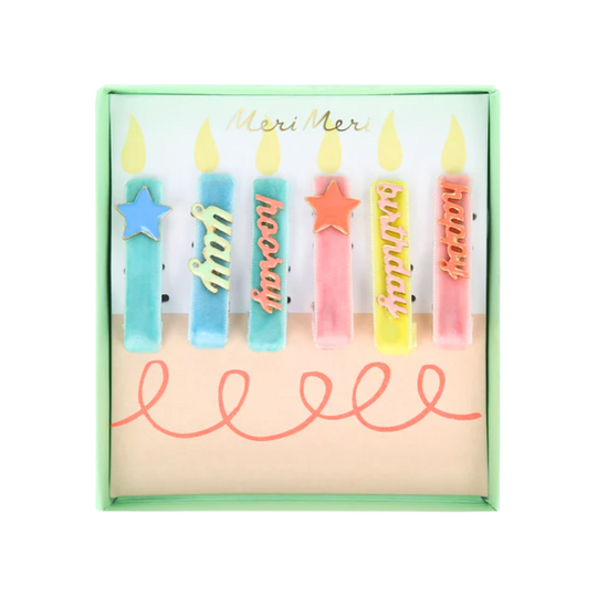 Happy Birthday Enamel Hair Clips - Set of 6 by Meri Meri