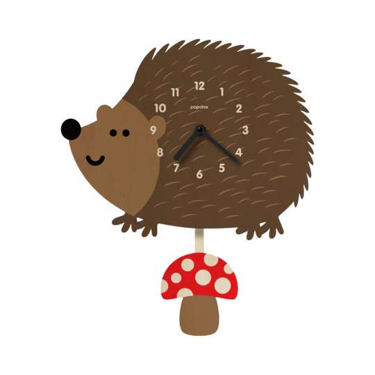 Hedgehog Wood Pendulum Clock by Popclox