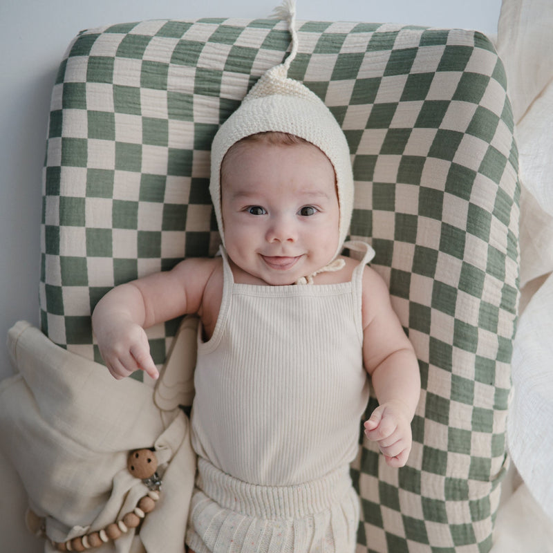 Extra Soft Changing Pad Cover - Olive Check by Mushie & Co