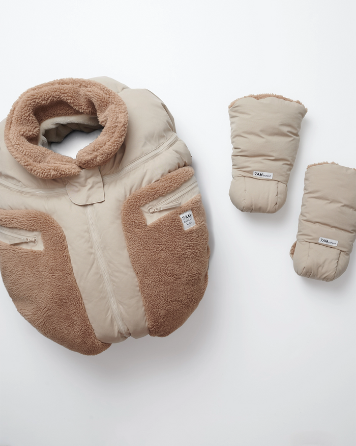 Car Seat Cocoon - Cappuccino Appliqué by 7AM Enfant