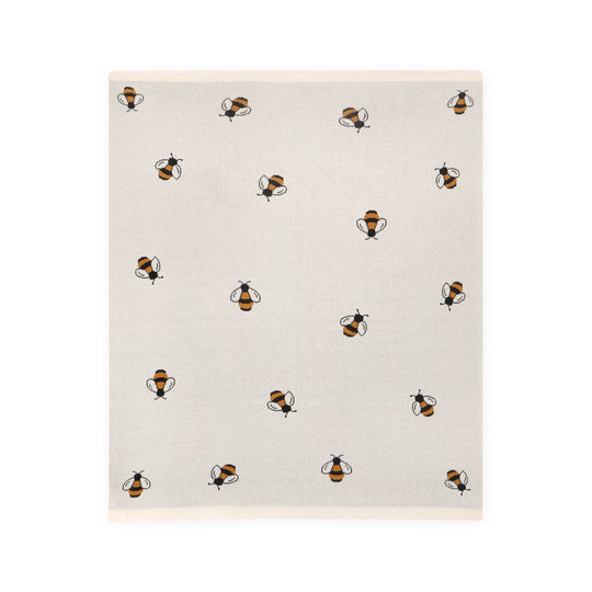 Organic Cotton Jacquard Sweater Knit Baby Blanket  - Bee by Viverano Organics