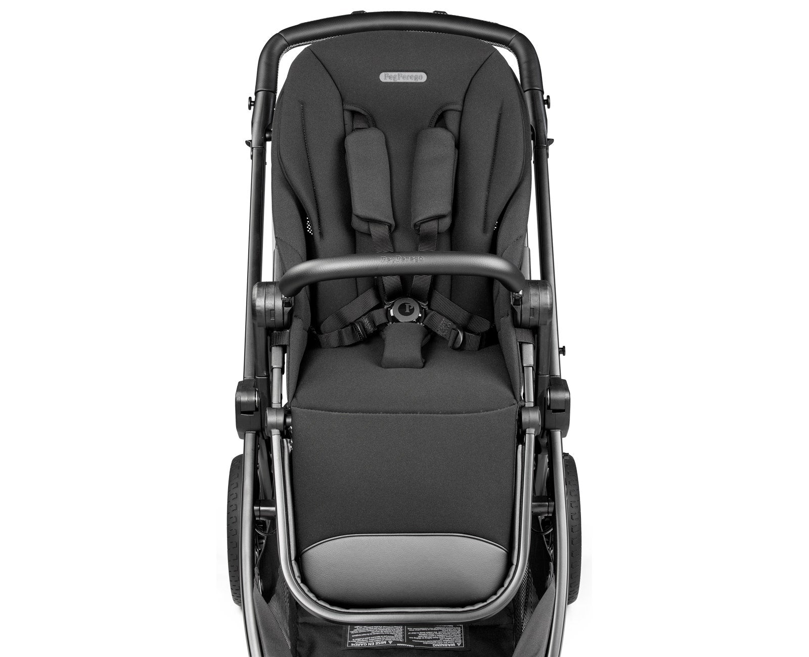 Black stroller on a white background